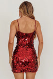 ASTRA MINI DRESS SEQUIN PARTY DRESS WINE