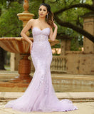 Reva Corset Gown Lilac Floral Lace Dress