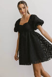 Elodie Floral Babydoll Dress in Black FINAL SALE