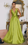 ANDERSYN GOWN MIKADO SATIN A LINE DRESS WITH POCKETS