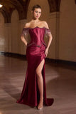 Cordelia Gown Off Shoulder Fringe Peplum Corset Dress