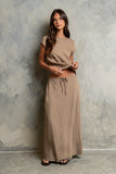 Polliana Textured Stripe Top in Mocha