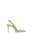 Green Slingback Mid Heel Stiletto Sandals