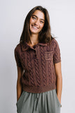 Halle Cable Knit Top in Plum