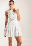 NO COMPARISONS PLEATED SKIRT MINI DRESS WHITE FINAL SALE