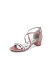 Open Toe Pearl Hollow Out Chunky Heels