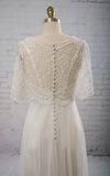 Sweetheart A line Chiffon Dress With Half sleeved Illusion Bodice