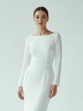 Mermaid Scoop Neck V Back Satin Wedding Dress