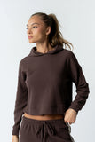 Kourtney Waffle Knit Hoodie in Brown
