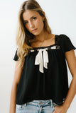 Gianna Lace Trim Blouse in Black