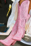 Dusty Rose Embroidered Mid Calf Cowgirl Boho Boots