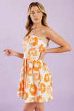 TANGERINE MIMOSAS ORANGE FLORAL MINI DRESS FINAL SALE