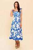 SUNNY DAYS WHITE BLUE MIDI DRESS
