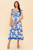 SUNNY DAYS WHITE BLUE MIDI DRESS