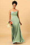 A Line Spaghetti Straps Floor Length Chiffon Bridesmaid Dress