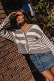 Yannah Striped Cardigan in Grey FINAL SALE