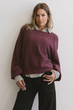 Annaleah Textured Sweatshirt in Burgundy FINAL SALE
