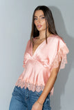 Chelsea Satin Blouse in Blush