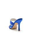 Open Toe Satin Strap Slip On High Heels With Rhinestone