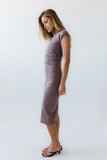 Ivy Fitted Midi Dress in Plum FINAL SALE