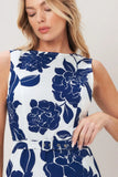 NAVY ESSENCE FLORAL MINI DRESS