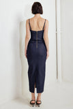 CAROLLA DARK DENIM MIDI DRESS