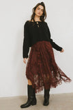 Elsie Lace Midi Skirt in Red Brown FINAL SALE