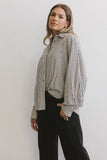 Niri Striped Button Up in Charcoal FINAL SALE
