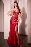 GINGER GOWN STRAPLESS LACE BODICE SATIN FITTED GOWN