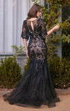 A1377 FLORAL MOTIF SEQUIN MERMAID GOWN Andrea Leo