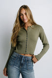 Julia Ribbed Cardigan in Olive FINAL SALE