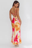 Laguna Maxi Dress Orange Floral Print Dress