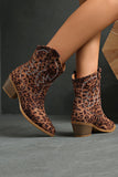 Bown Leopard Print Western Ankle Boots with Block Heel