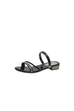 Black Strappy Rhinestones Low Block Heel Sandal