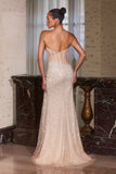 Maria Gown Crystal Champagne Beaded Dress