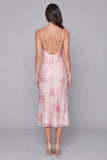 Pink Floral Mermaid Midi Wedding Guest Dress