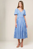 SUGAR RUSH BLUE STRIPE MIDI DRESS