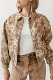 Kellie Floral Bomber Jacket in Camel FINAL SALE