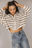 Harper Striped Cardigan in Olive FINAL SALE