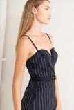 VERTICAL MICRO CRYSTAL NAVY MIDI DRESS