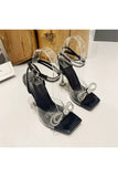 Crystal Embellished Transparent Strappy Stiletto Heels