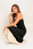 LAUREL BLACK CREAM SWEATER MIDI DRESS