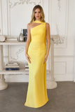 Melissa Gown One Shoulder Chiffon Dress