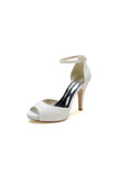 Gold Ankle Strap Peep Toe Wedding Shoes