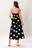 DOT THEORY BLACK WHITE MIDI DRESS
