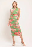 PARADISE GLOW POWER MESH MIDI DRESS