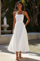 Elegant Spaghetti Straps White A Line Graduation Dress