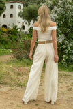 Hallie Wide Leg Pants in Oatmeal FINAL SALE