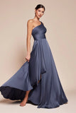 MIRANDA GOWN ONE SHOULDER SOFT SATIN A LINE DRESS