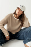 Mandy Contrast Sweater in Tan FINAL SALE